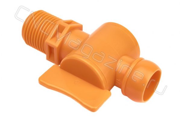 Вентиль запорный резьбовой для подачи СОЖ 1/2" - G1/2 (4206) оранжевый