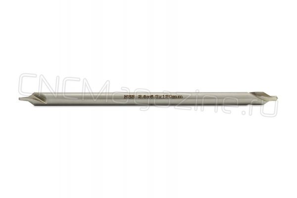 Центровочное сверло длинное 2.5 мм Р6М5К5 (HSS Co) тип A, комбинированное, двухстороннее
