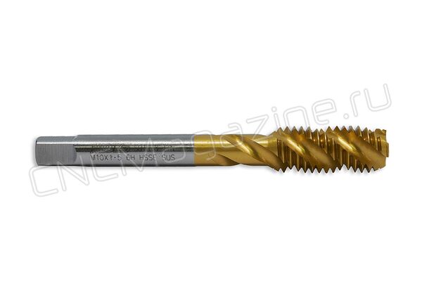 JISST02010 метчик HSS-E M10x1.5 6H, под цанги JIS со спиральной канавкой, (38), SUS TiN