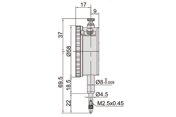 2301-10F Индикатор многооборотный часового типа ИЧ 10 мм, 0.01 мм, без ушка