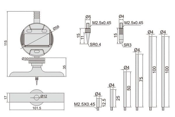 2141-202A Глубиномер цифровой ГИЦ 0-300 мм, 12.7 мм, 0.01 мм
