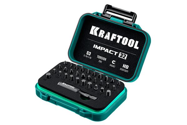 Набор ударных торсионных бит 32 шт. KRAFTOOL Impact-32 (26066-H32), Cr-Mo-V-Nb сталь