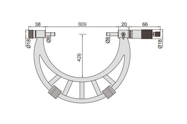 3206-800 Микрометр со сменными штоками МК 700-800 мм, 0.01 мм