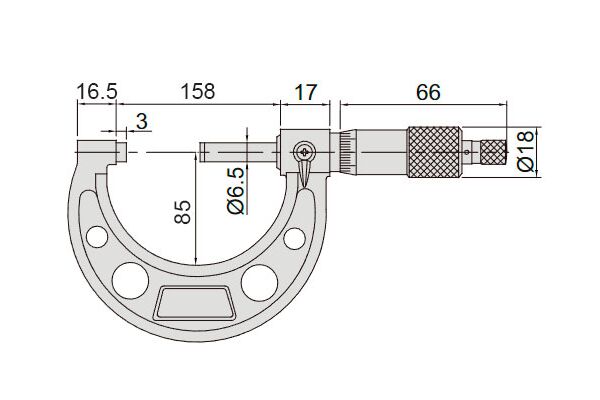 3210-150A Микрометр гладкий МК 125-150 с делением 1 мкм, 0.001 мм, Тип Б