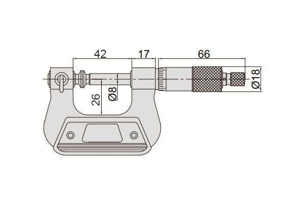 3280-25A Микрометр с невращающимся шпинделем 0-25 мм, 0.01 мм (со сменными наконечниками)