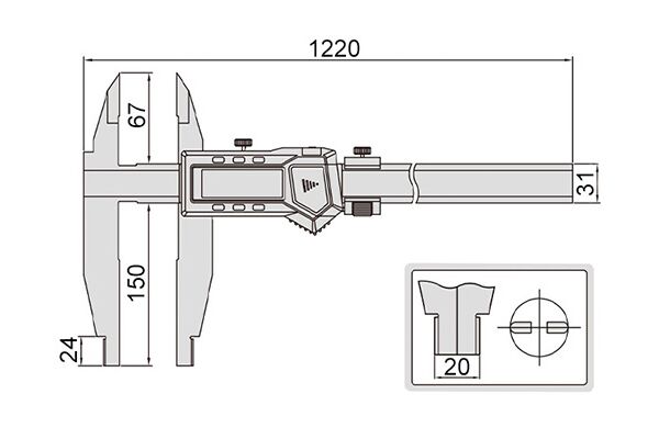 1117-1002 Штангенциркуль цифровой ШЦЦ-2 0-1000 мм, 0.01 мм, губки 150 мм