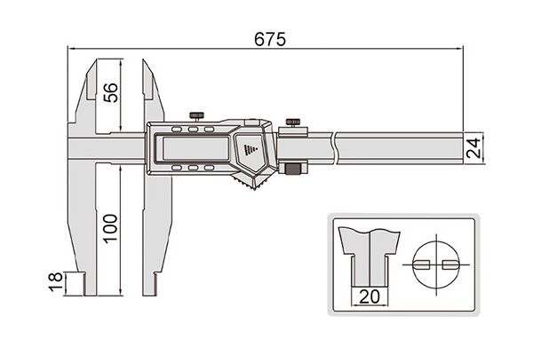 1117-501 Штангенциркуль цифровой ШЦЦ 0-500 мм, 0.01 мм, губки 100 мм