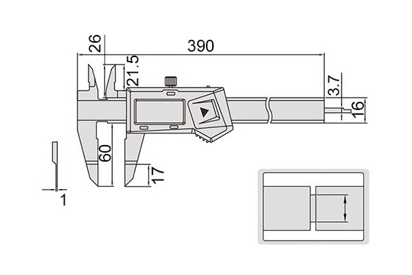 1188-300A Штангенциркуль цифровой с тонкими губками ШЦЦ-1 0-300 мм, 0.01 мм, губки 60 мм