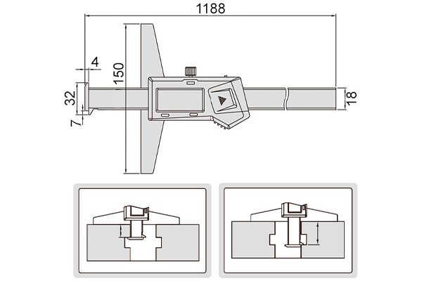 1144-1000A Штангенглубиномер цифровой крючкового типа 0-1000 мм, 0.01
