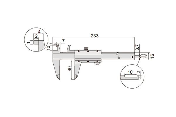 1291-150 Штангенциркуль внутренний с нониусом 0-150 мм, 0.02 мм