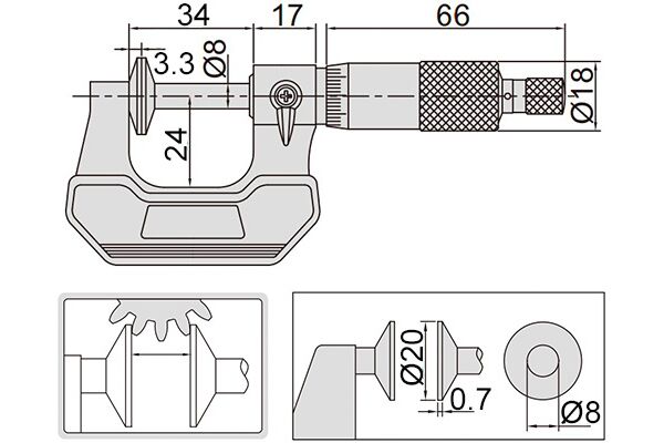 3282-25 Микрометр зубомерный 0-25 мм, 0.01 мм