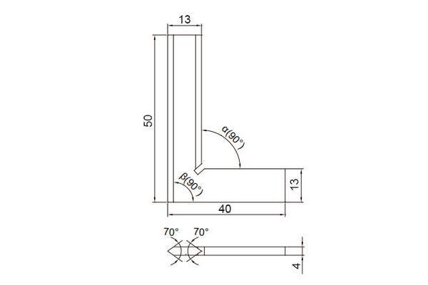 4790-050 Угольник поверочный лекальный со скошенными кромками 50x40 мм, 90°