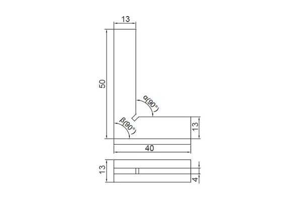 4793-50 Угольник поверочный лекальный с широким основанием 50x40 мм, 90°