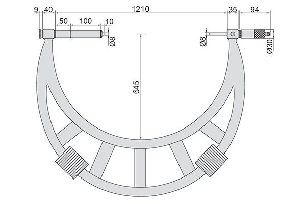 3205-1200 Микрометр с удлиненным кольцом наковальни 1000-1200 мм, 0.01 мм