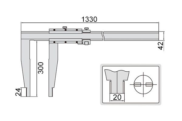 1215-1052 Штангенциркуль нониусный с длинными губками ШЦ-3 0-1000 мм, 0.02 мм, губки 300 мм