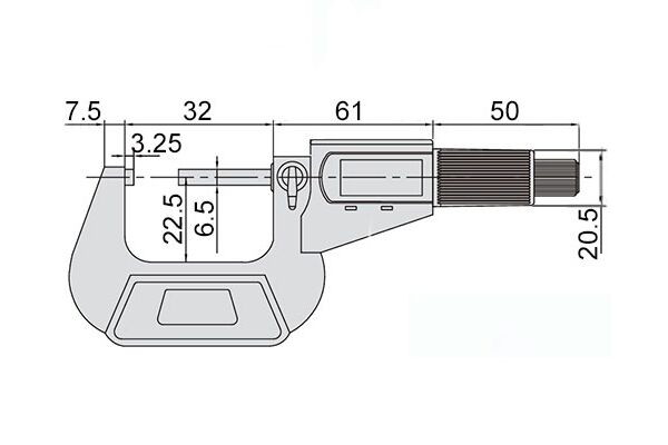 Микрометр цифровой 0-25 мм, 0-1", 0.001 мм, 0.00005"