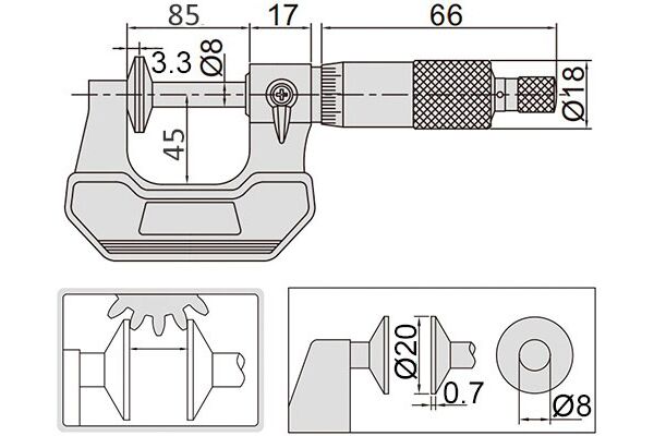 3282-75 Микрометр зубомерный 50-75 мм, 0.01 мм