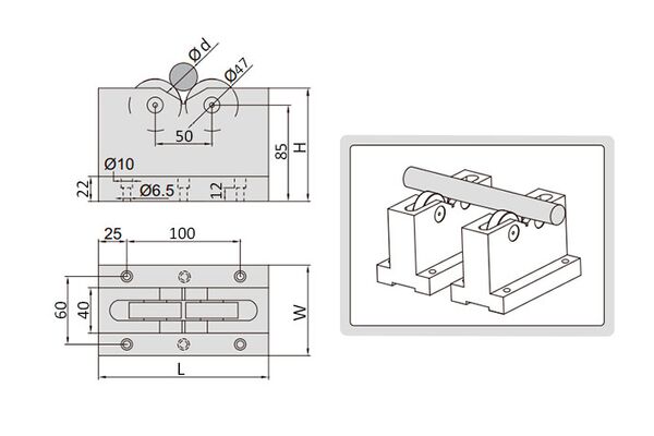 6888-2 Набор поверочных и разметочных призм для валов 150x80x100 мм, 2 шт.
