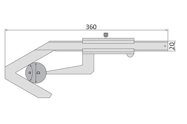 1229-55 Штангенциркуль V-образной формы 50-200 мм, 0.02 мм