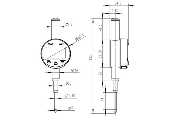 5260-1110 Индикатор цифровой 0-25.4 мм/0-1", 0.01 мм/0.0005"