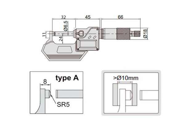 3560-25A Микрометр цифровой трубный 0-25 мм, 0.001 мм